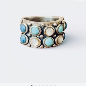 Silver & Coloured Gemstone Ring